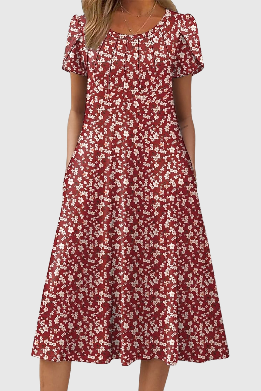 Wendy™ | Graceful Round-Neck Elegance Midi Dress