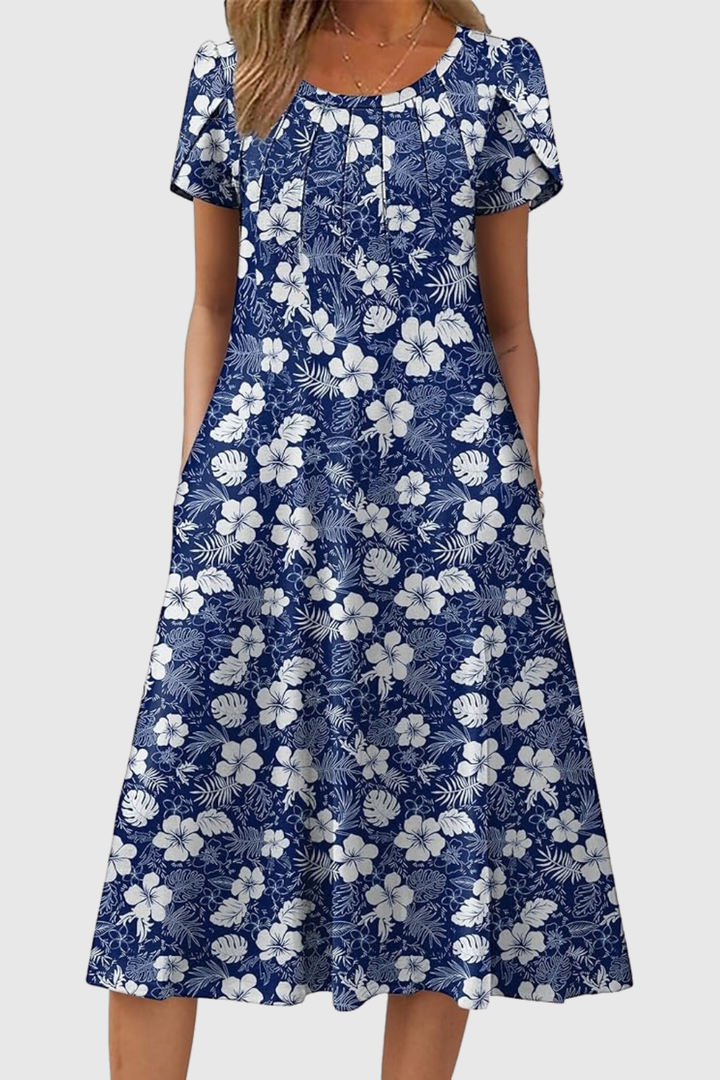 Wendy™ | Graceful Round-Neck Elegance Midi Dress