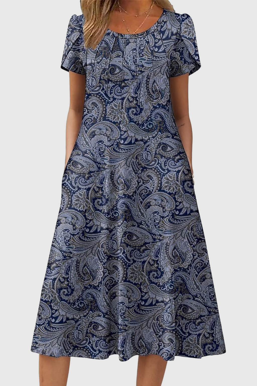 Wendy™ | Graceful Round-Neck Elegance Midi Dress