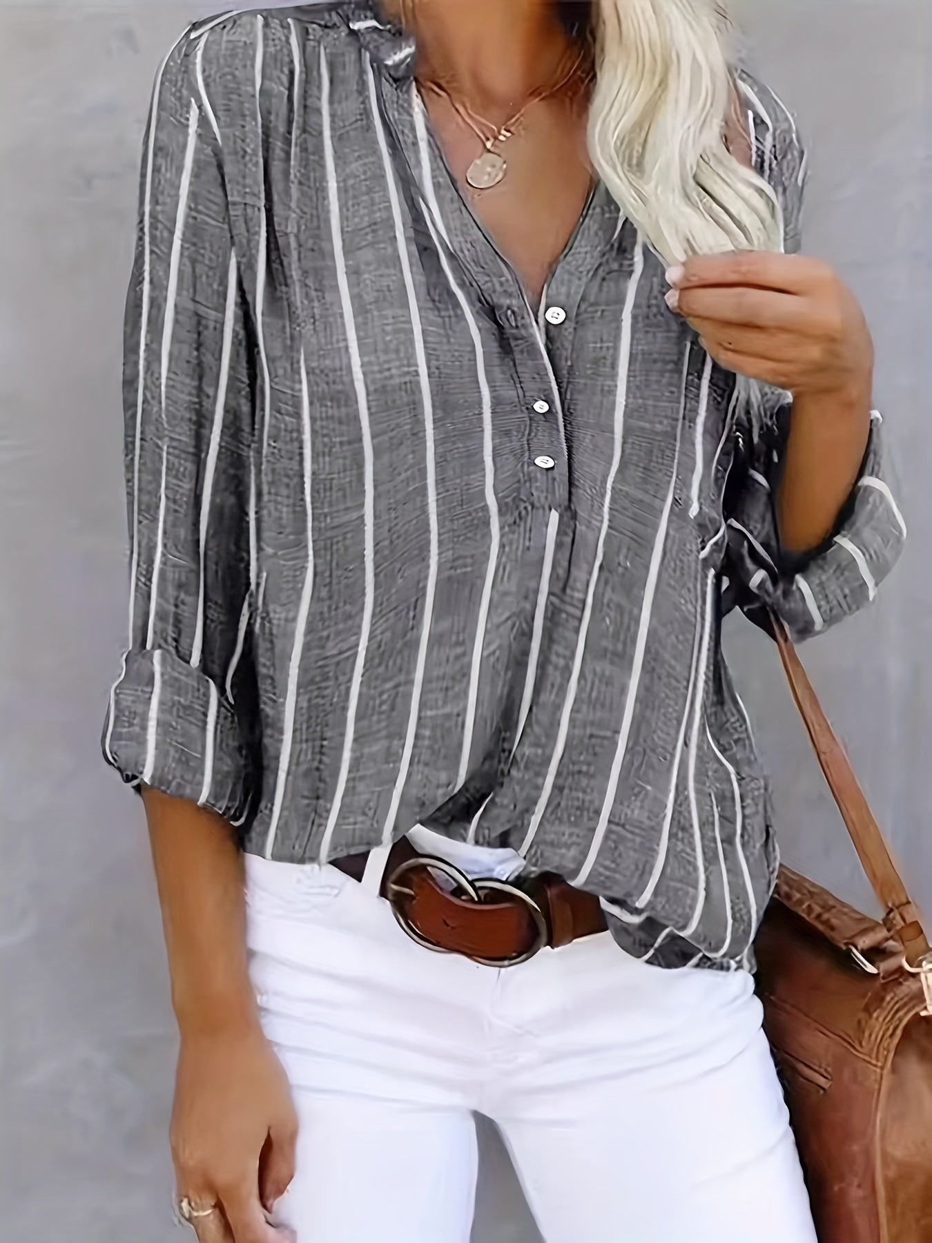 Sharon™ | Casual Striped V-Neck Top