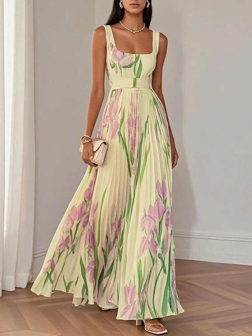 Christine™ | Pleated Chiffon Maxi Dress