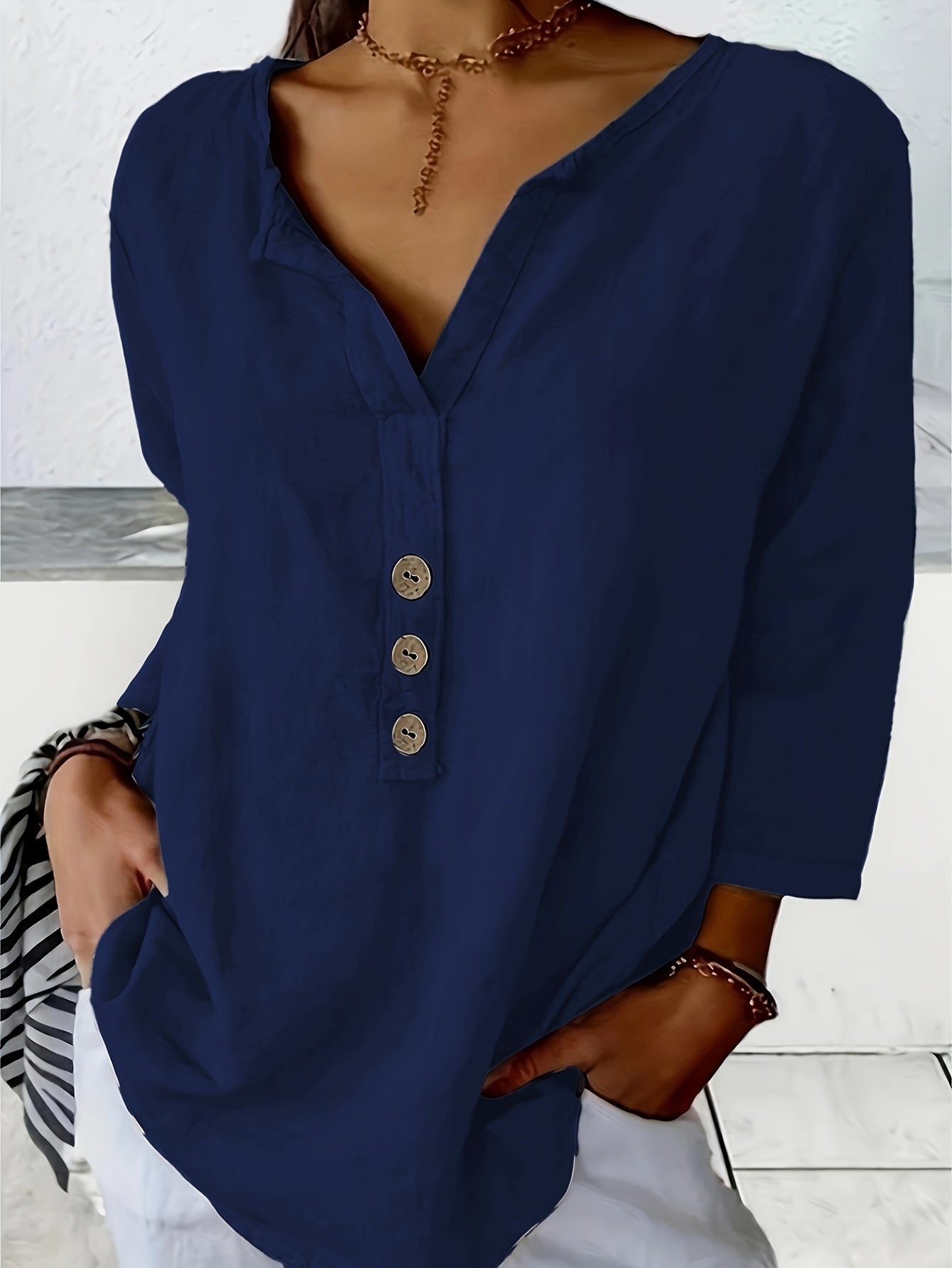 Patricia™ | Oversized V-Neck Blouse