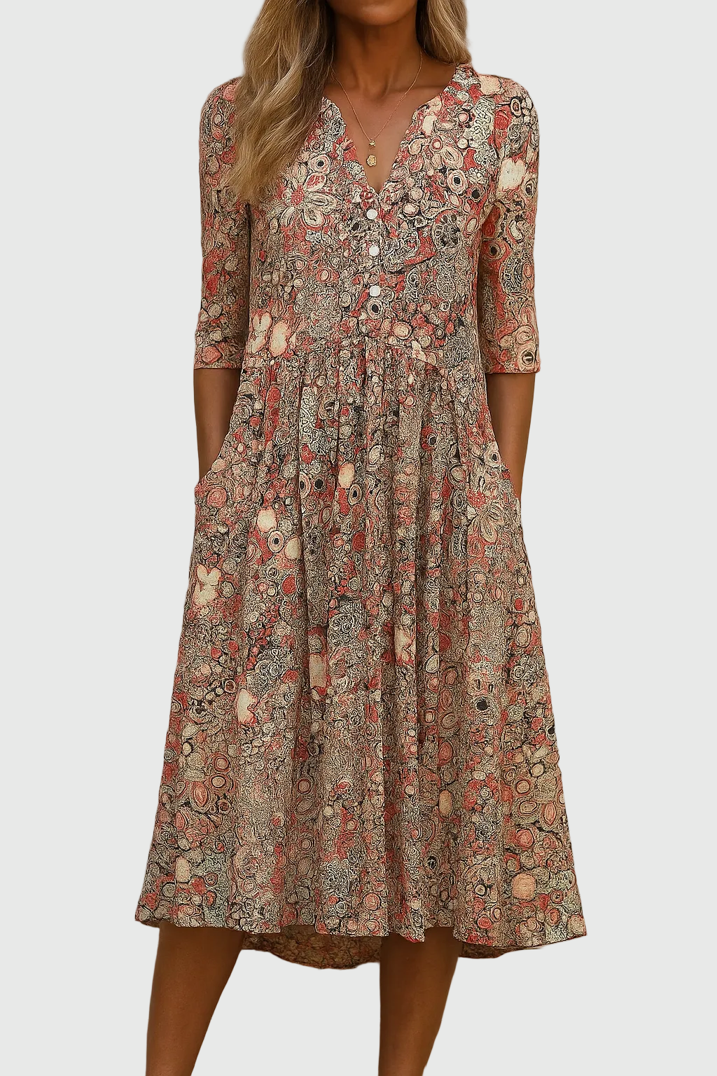 Molly™ | Graceful V-Neck Elegance Midi Dress