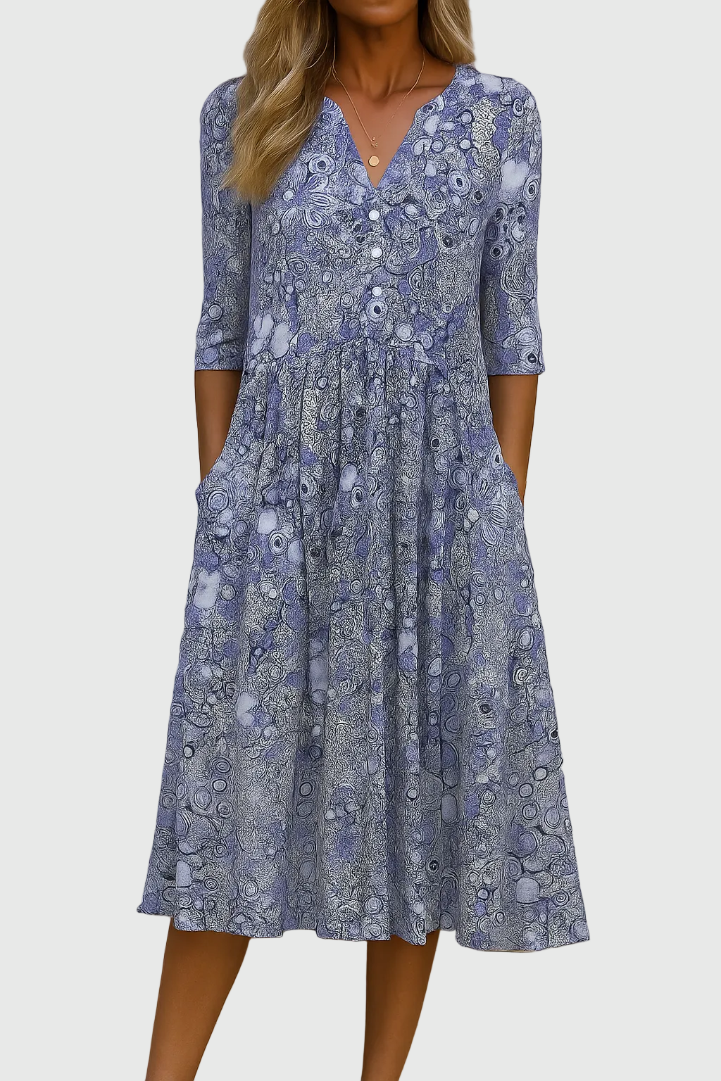 Molly™ | Graceful V-Neck Elegance Midi Dress