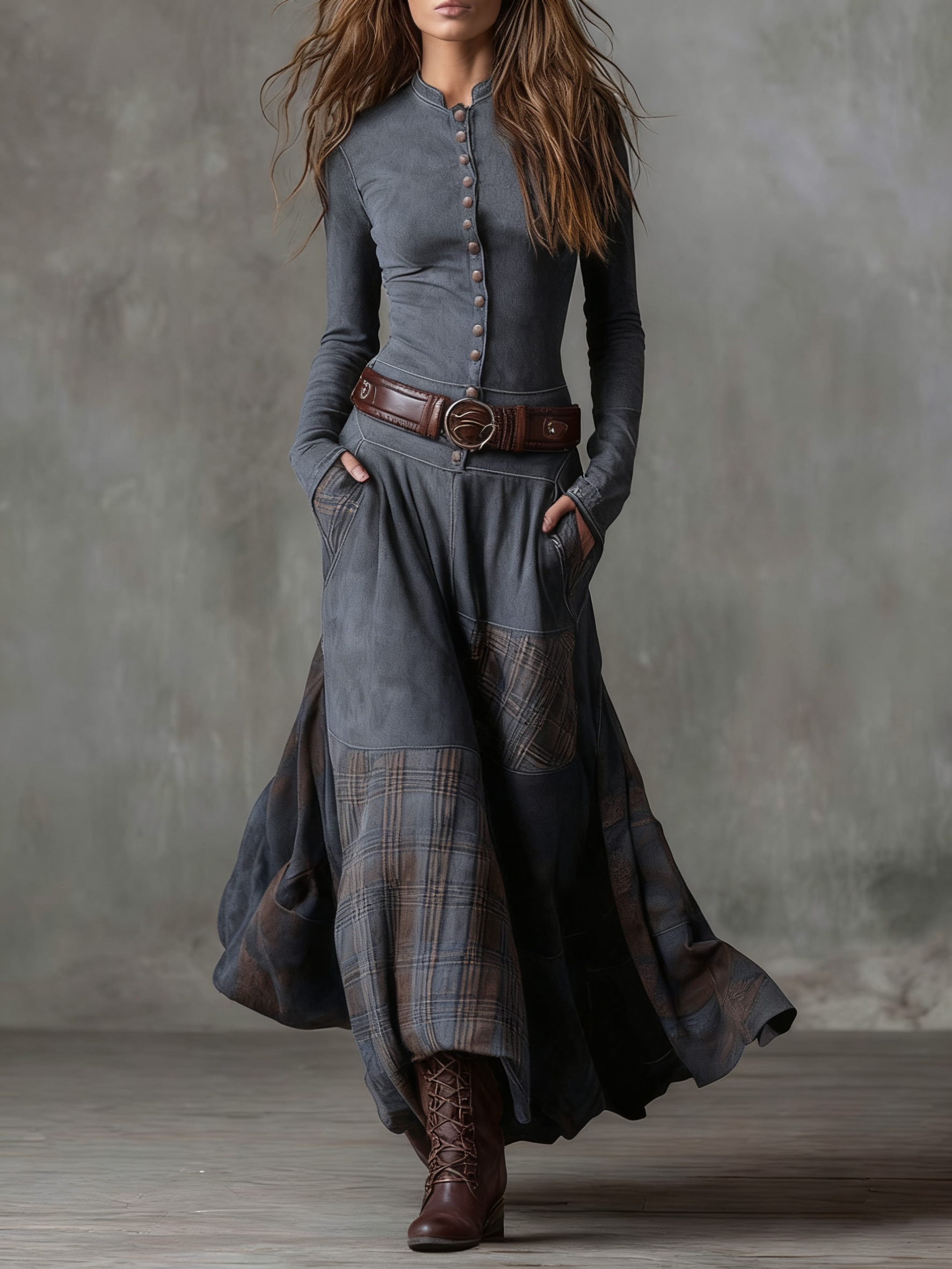 Azucena | Suede Belted Maxi Dress