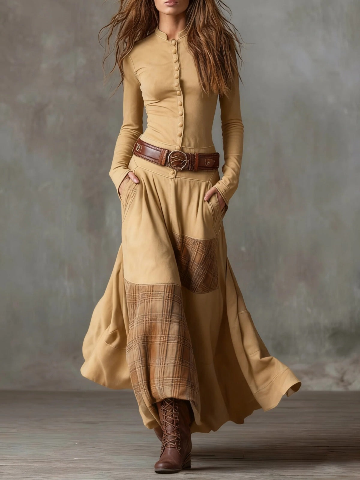 Elisa | Eco Suede Belted Maxi Dress