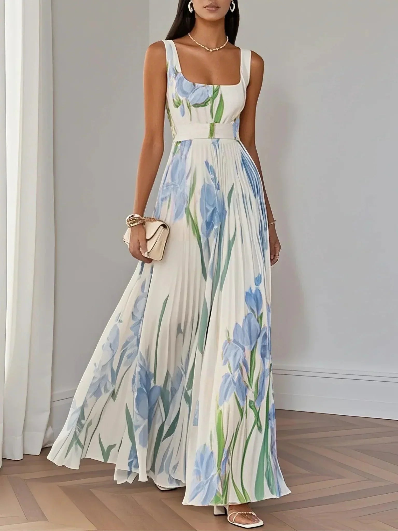 Christine™ | Pleated Chiffon Maxi Dress