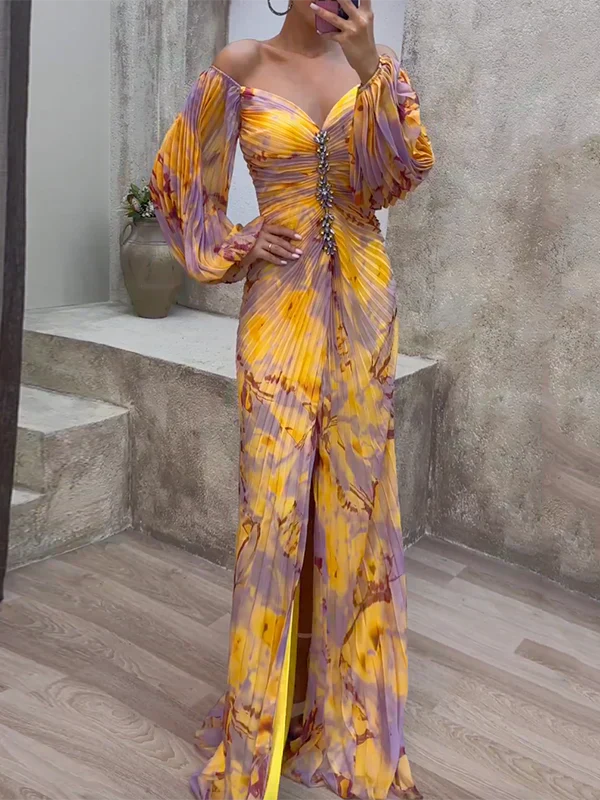 Claire™ | Long Pleated Evening Dress